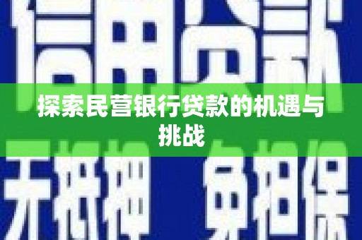 沧源探索民营银行贷款的机遇与挑战