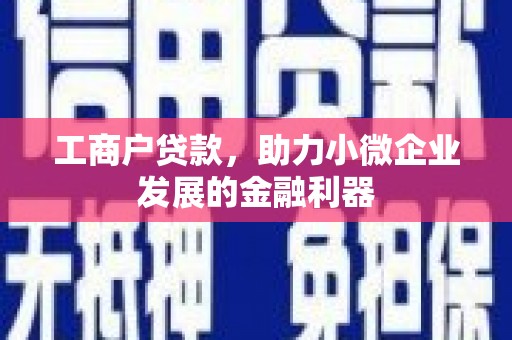 沧源工商户贷款，助力小微企业发展的金融利器