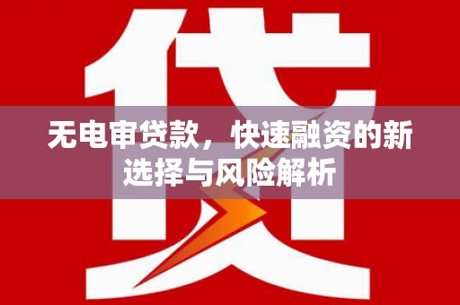 沧源无电审贷款，快速融资的新选择与风险解析