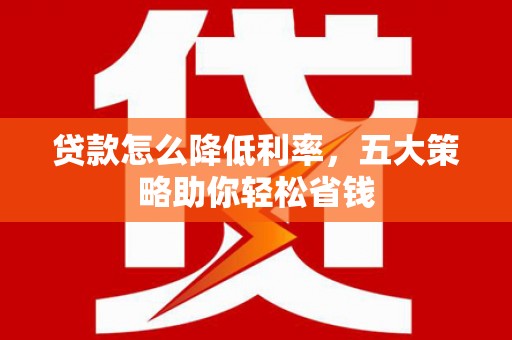 沧源贷款怎么降低利率，五大策略助你轻松省钱