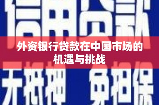 沧源外资银行贷款在中国市场的机遇与挑战