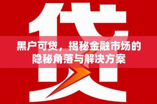 沧源黑户可贷，揭秘金融市场的隐秘角落与解决方案