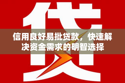 沧源信用良好易批贷款，快速解决资金需求的明智选择