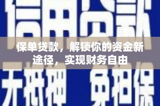 沧源保单贷款，解锁你的资金新途径，实现财务自由