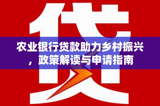沧源农业银行贷款助力乡村振兴，政策解读与申请指南