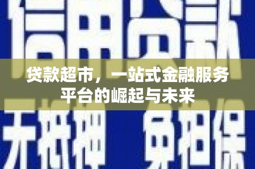 沧源贷款超市，一站式金融服务平台的崛起与未来