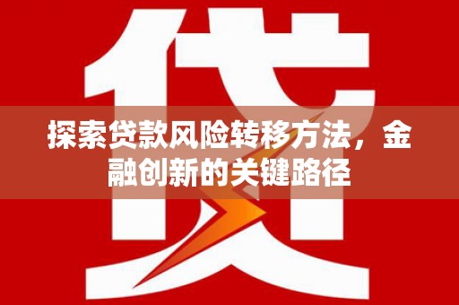 沧源探索贷款风险转移方法，金融创新的关键路径